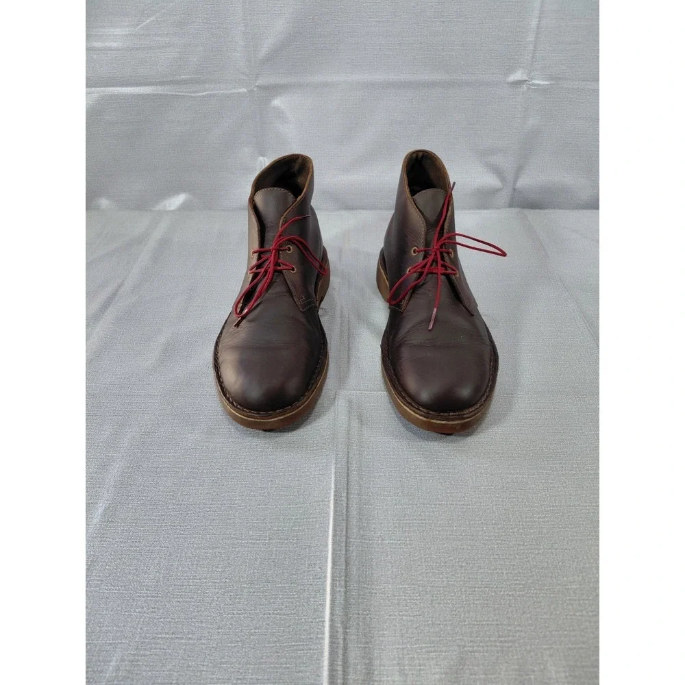 Clarks Bushacre Chukka Boot 15260 Men's 8M Brown Leather Lace‎ Up Rubber Sole
